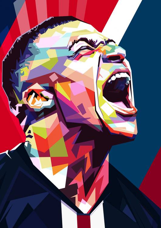 Kylian Mbappé in wpap pop art preview