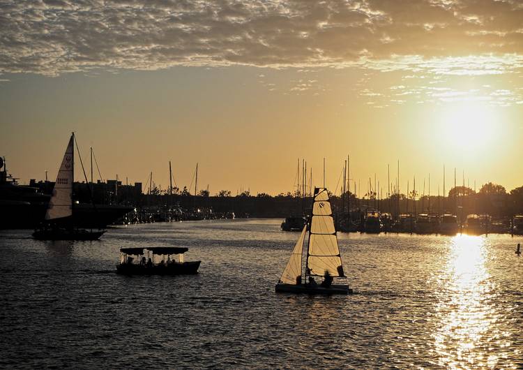 Boats at sunset preview