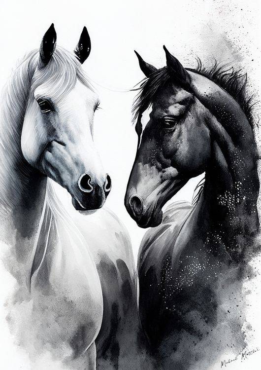 Black and White Horse  preview