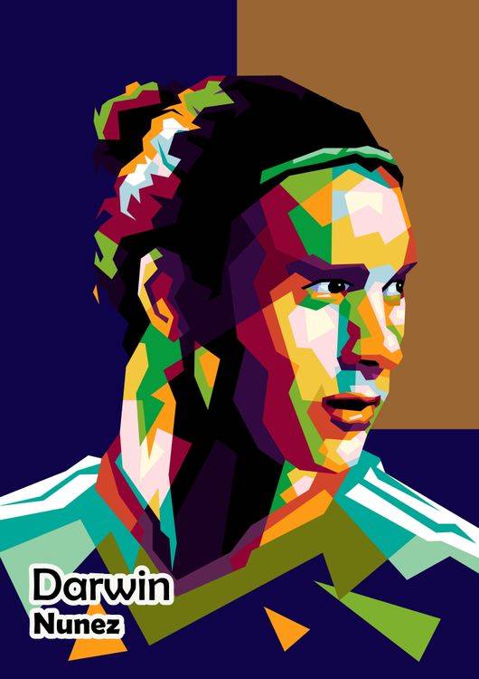 Footballer  Darwin Nunez in amazing wpap pop illustration preview