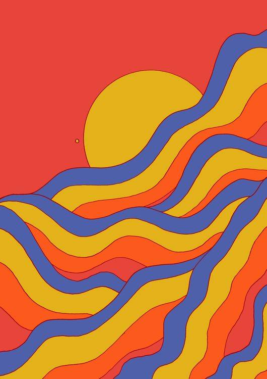 Red rainbow waves preview