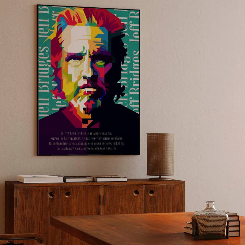 Jeffrey Leon Bridges Pop Art WPAP Illustration - Canvas Print preview