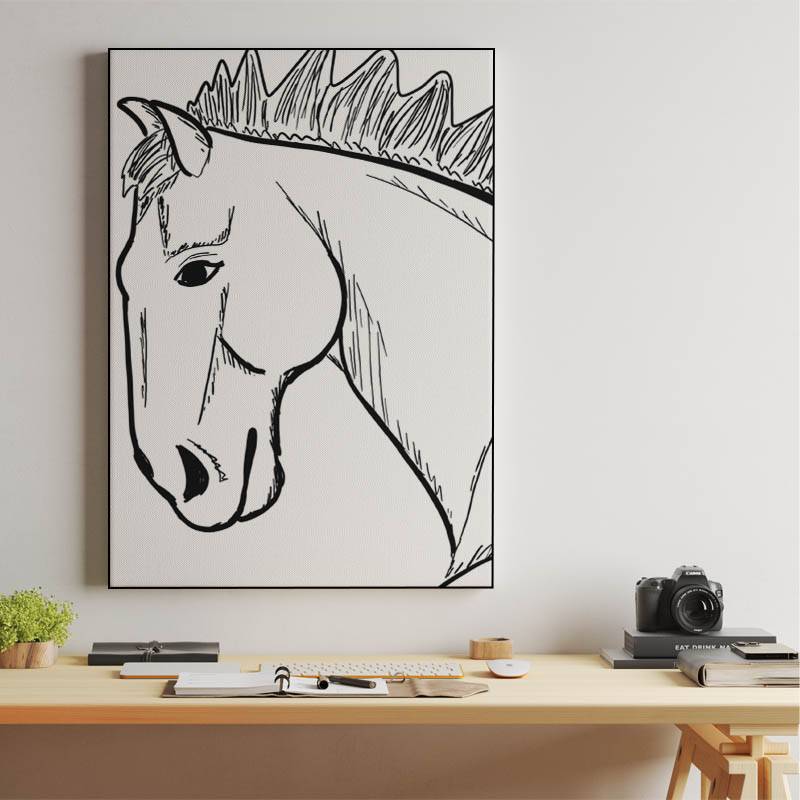 Black and white, horse head preview