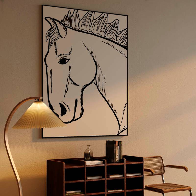 Black and white, horse head preview