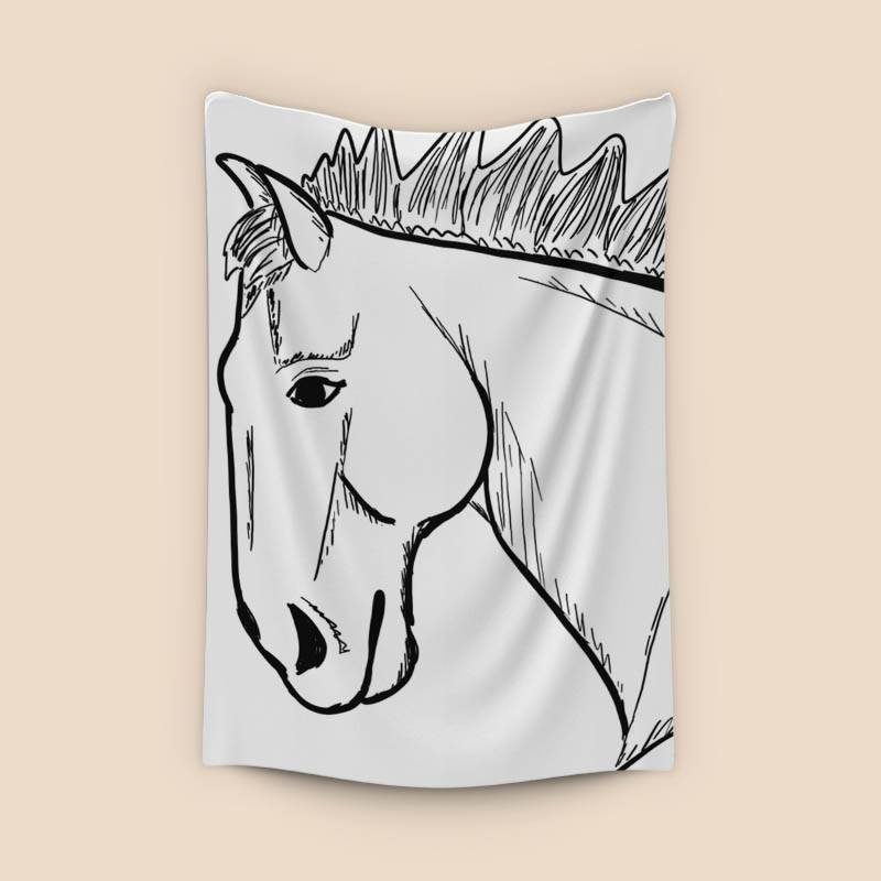 Black and white, horse head preview