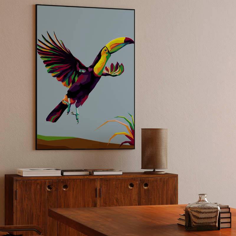 Bird exotic Toucan in wpap illustration preview