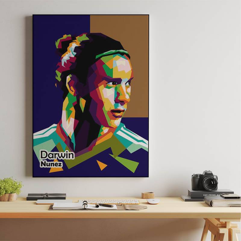 Footballer  Darwin Nunez in amazing wpap pop illustration preview