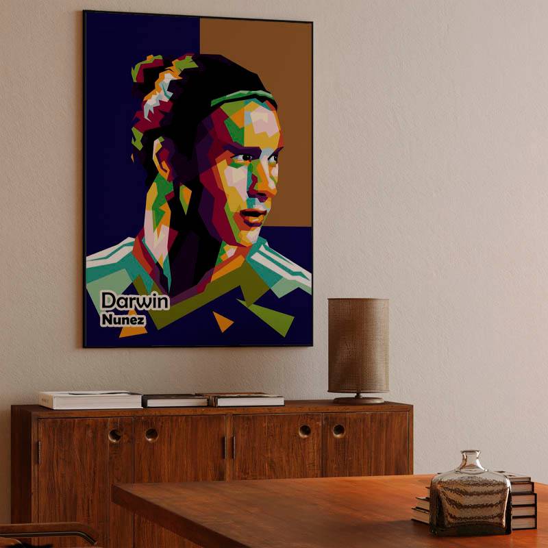 Footballer  Darwin Nunez in amazing wpap pop illustration preview