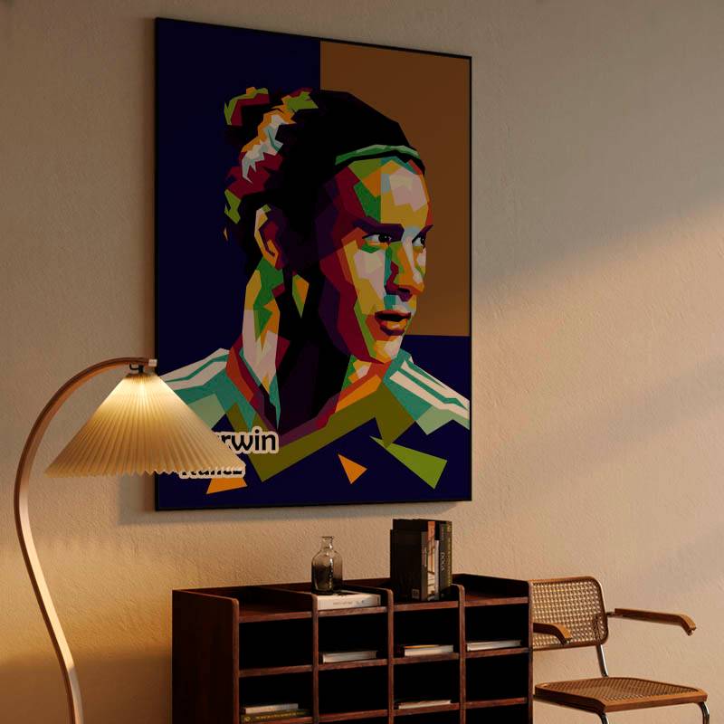 Footballer  Darwin Nunez in amazing wpap pop illustration preview