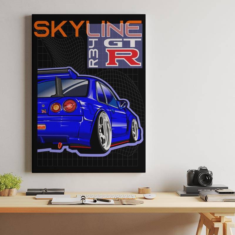 Skyline R34 GTR Blue back preview