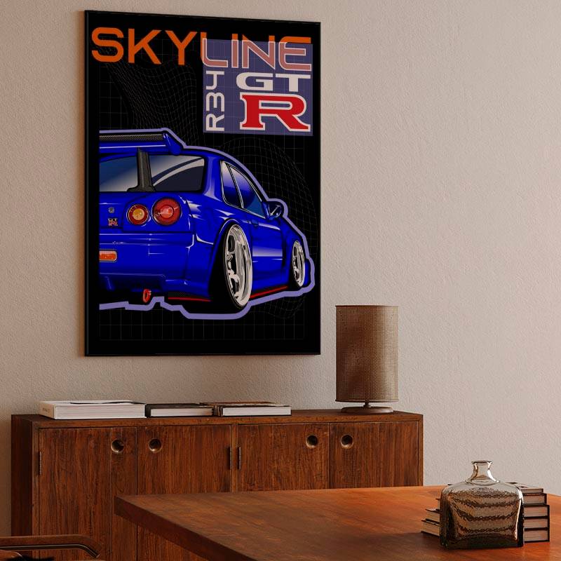 Skyline R34 GTR Blue back preview