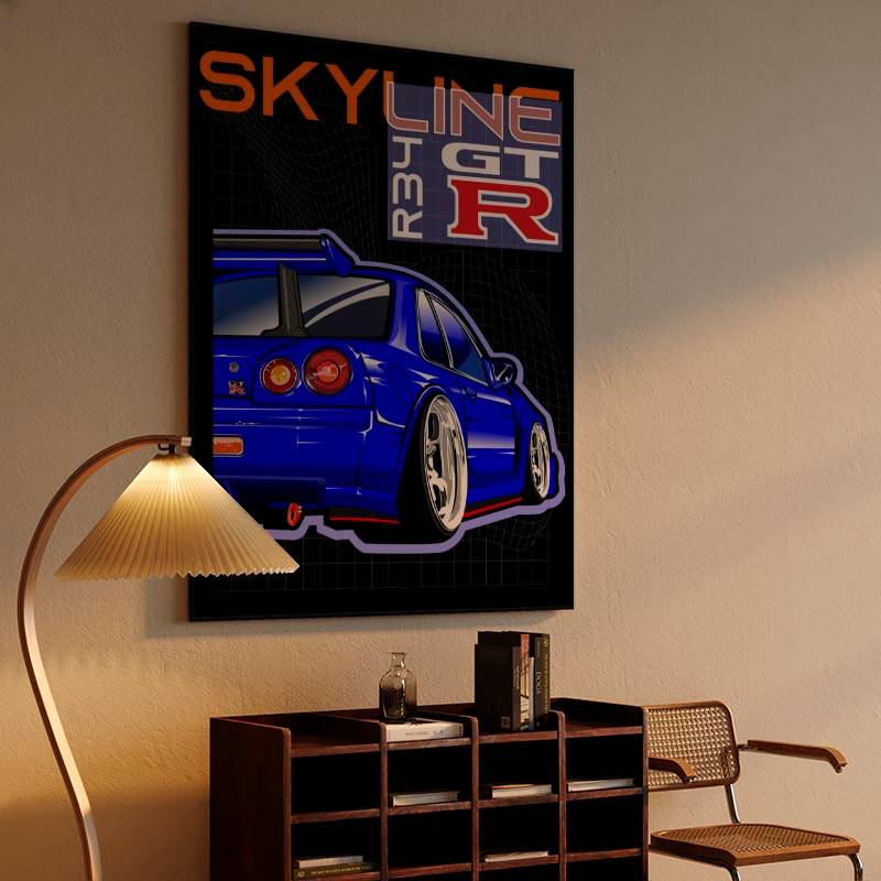 Skyline R34 GTR Blue back preview