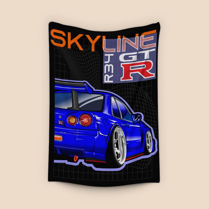 Skyline R34 GTR Blue back preview