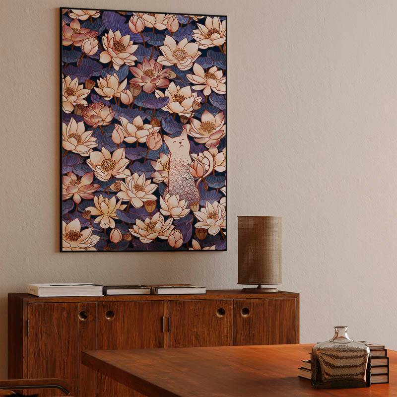 White cat and lotus preview