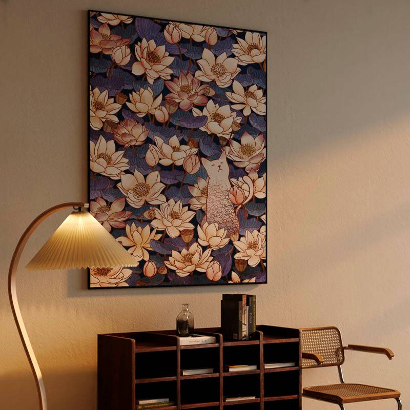 White cat and lotus preview