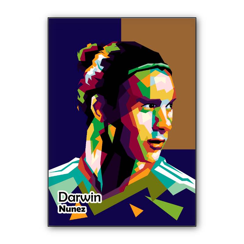 Footballer  Darwin Nunez in amazing wpap pop illustration preview