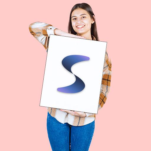 Lifestyle shot of framed art in living room