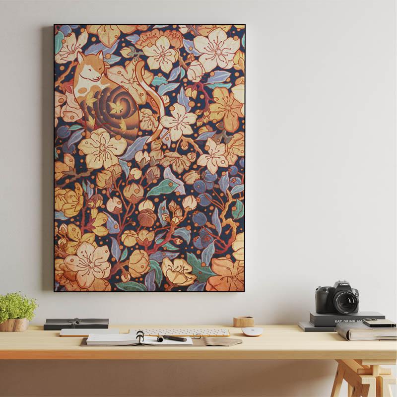 Neko and cherry blossoms