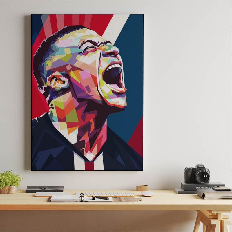 Kylian Mbappé in wpap pop art