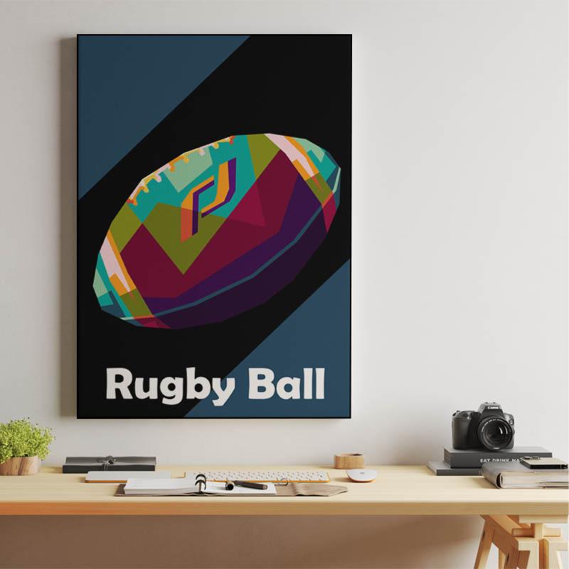Rugby Ball in wpap pop art