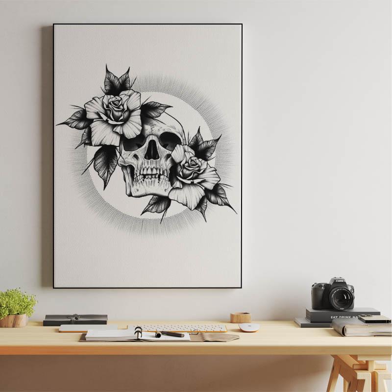 skull and roses