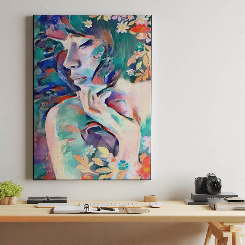 Beautiful Woman and Flowers