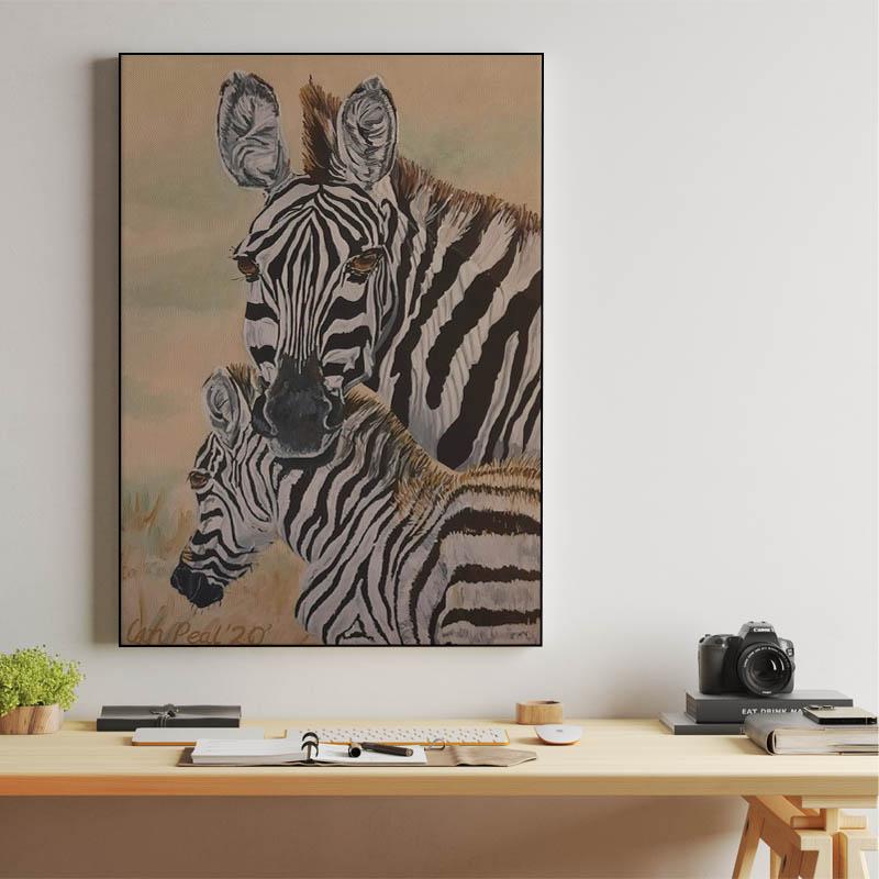 Mother and child zebras