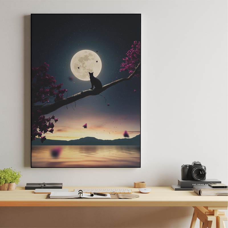 Cat Moon and Stars 3D