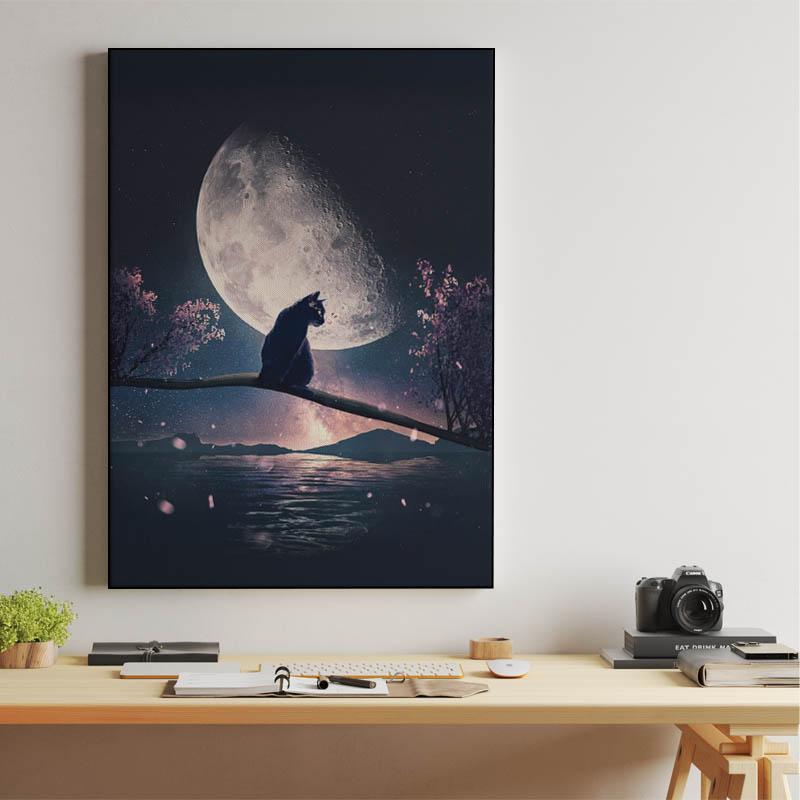 Cat, Moon and Stars