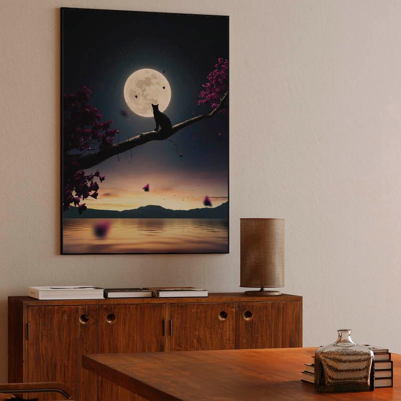 Cat Moon and Stars 3D