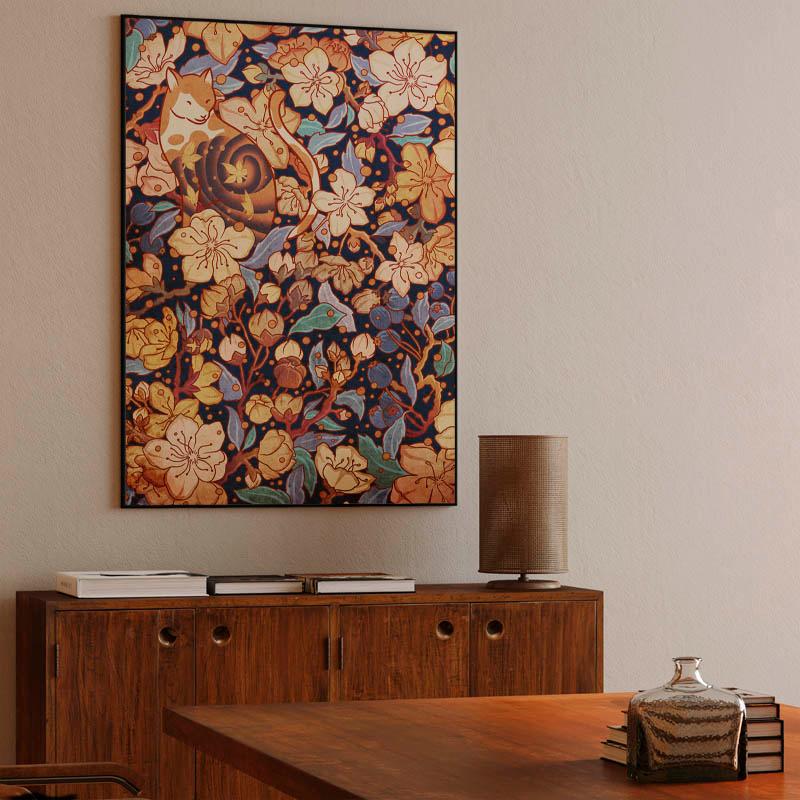 Neko and cherry blossoms