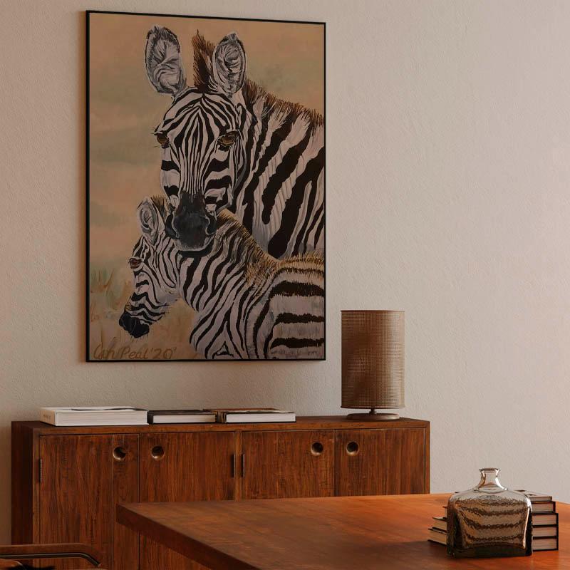 Mother and child zebras