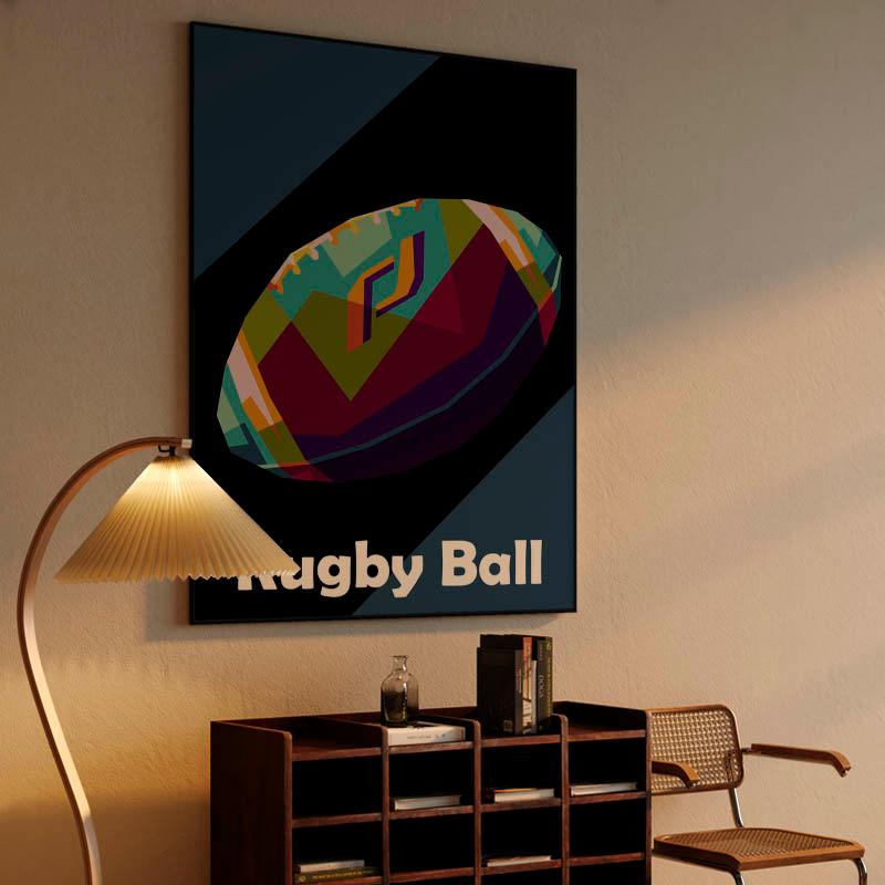 Rugby Ball in wpap pop art