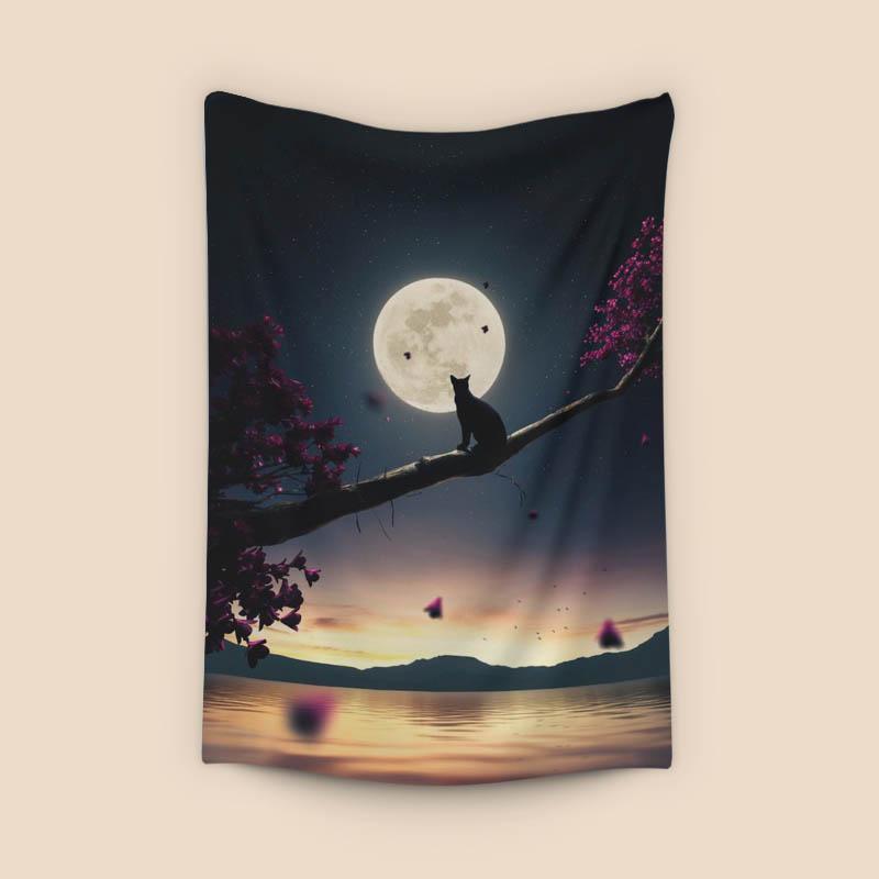 Cat Moon and Stars 3D