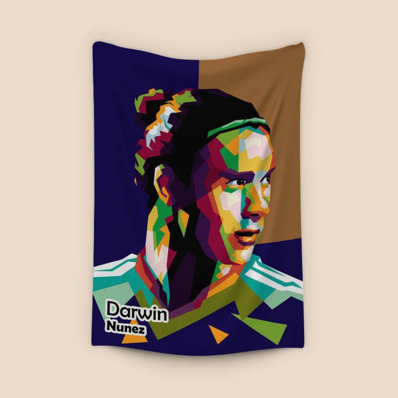 Footballer  Darwin Nunez in amazing wpap pop illustration