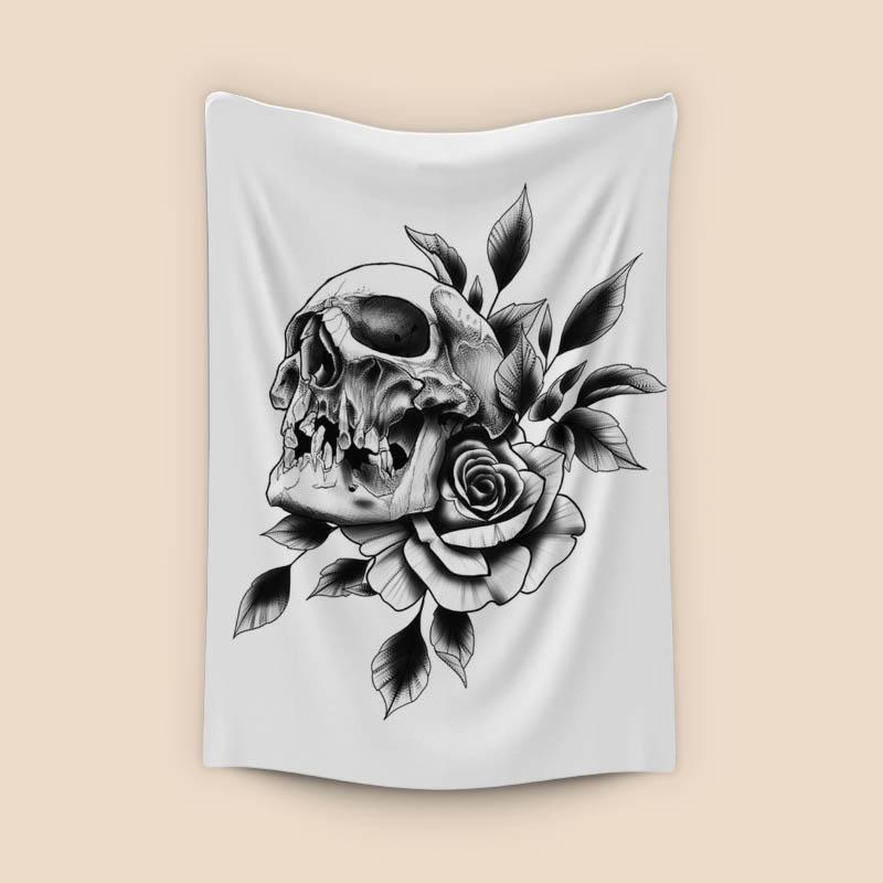 skull and rose