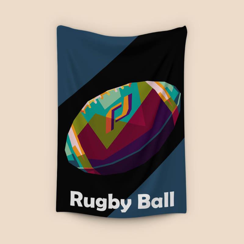 Rugby Ball in wpap pop art