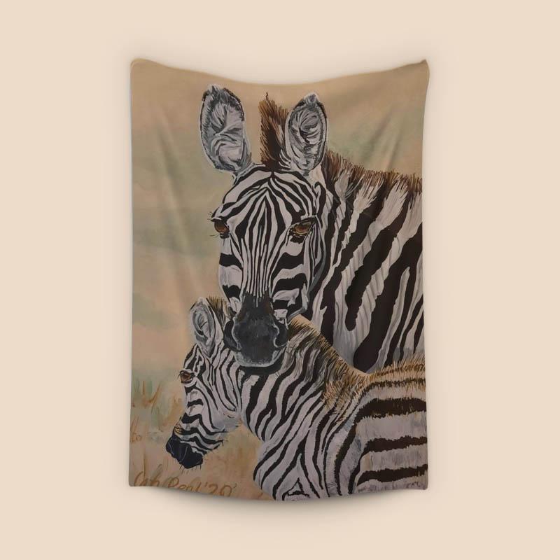 Mother and child zebras