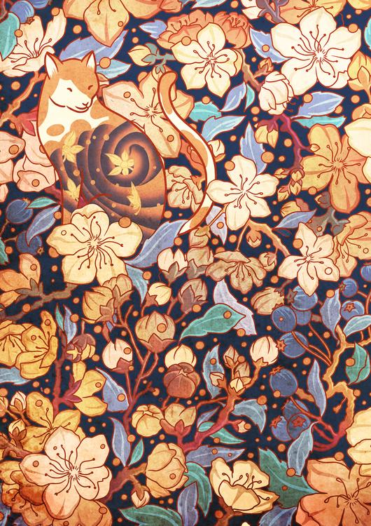 Neko and cherry blossoms