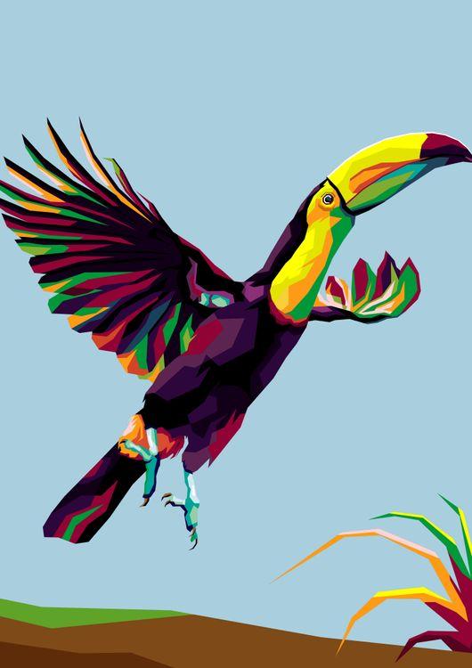 Bird exotic Toucan in wpap illustration