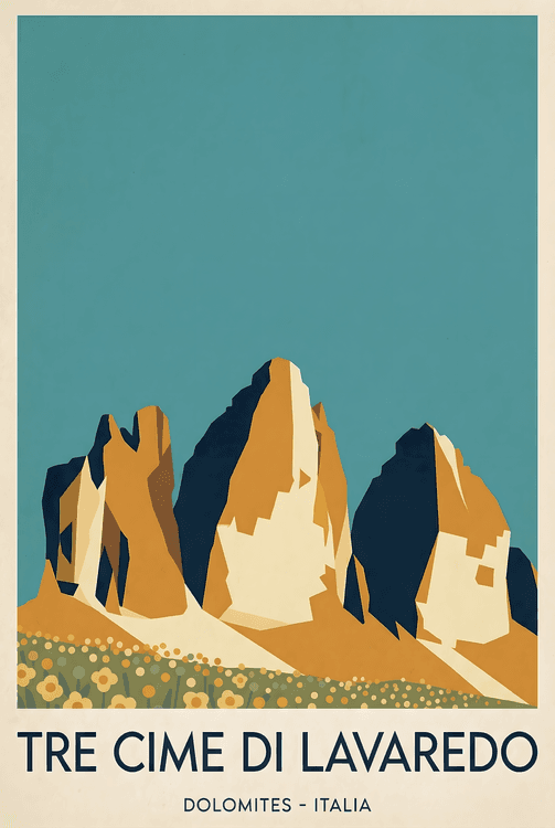 Tre Cime di Lavaredo Vintage Travel Poster