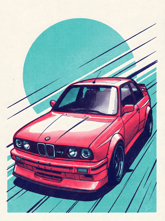BMW E30 M3 Retro Halftone
