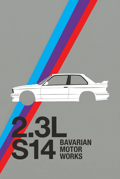 BMW E30 M3 S14 Minimalist Graphic