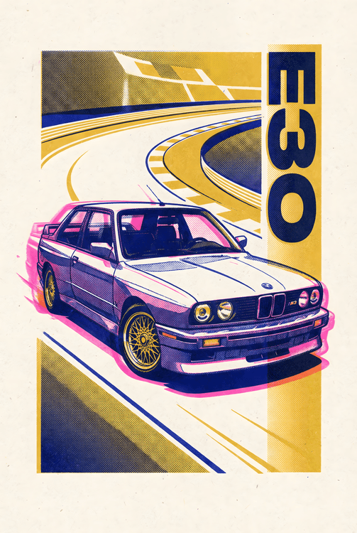 BMW E30 M3 Retro Track Pop Art