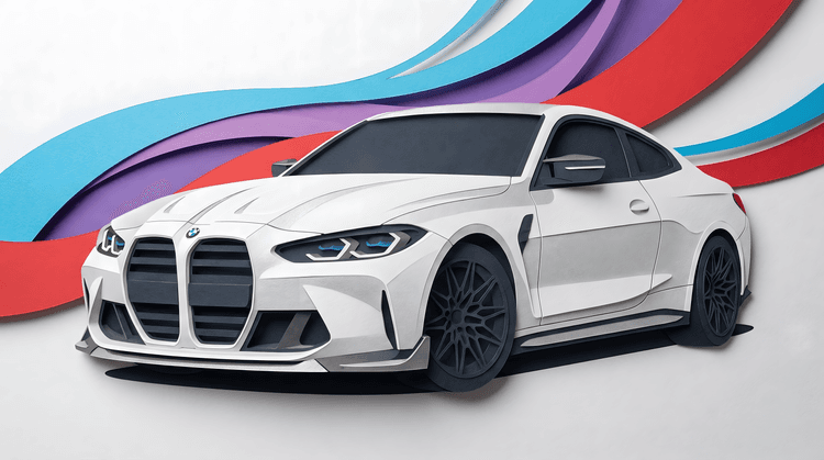 BMW M4 Paper Cutout Composition
