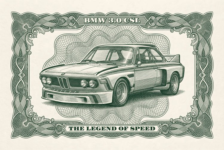 BMW 3.0 CSL Banknote Engraving