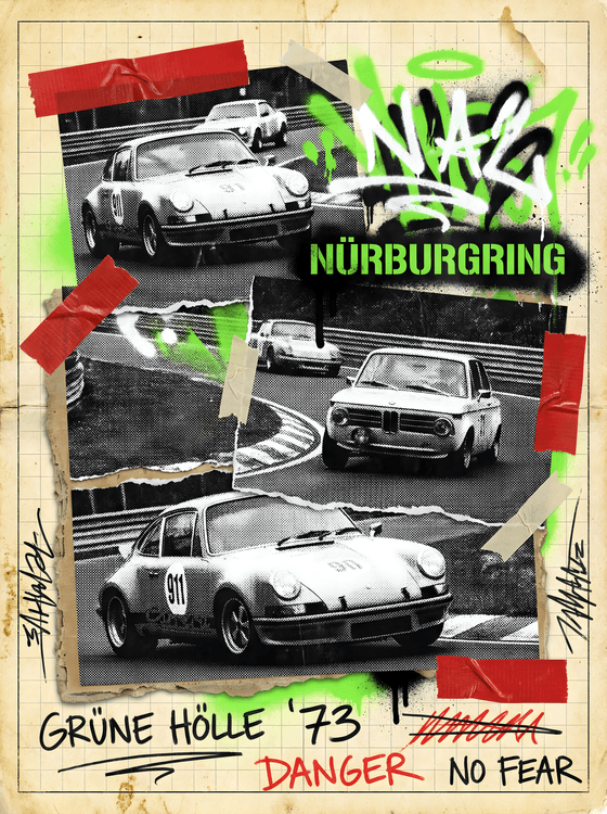 Green Hell '73: Vintage Racing Collage