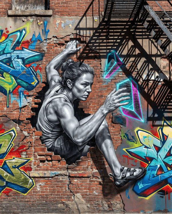 Urban Ascent: The Neon Crag Mural