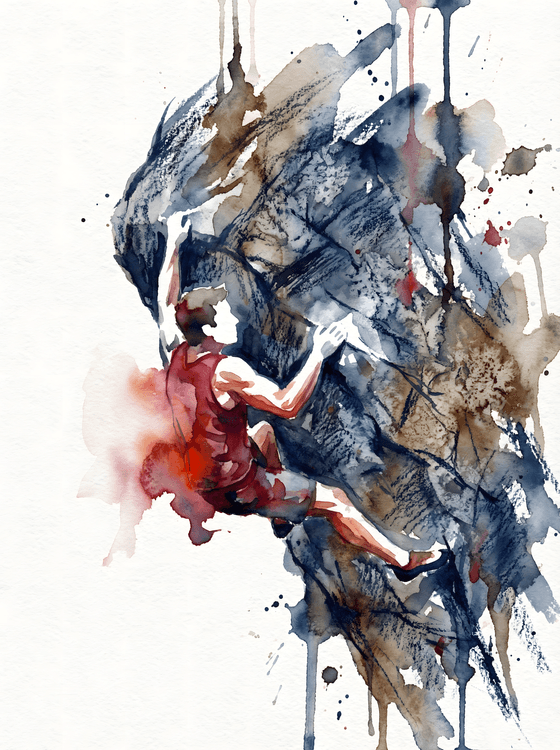 Vertical Flow: Expressive Watercolor Climber