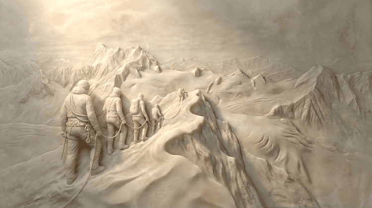 The Ascent of Unity: Marble Relief Mountaineering Art